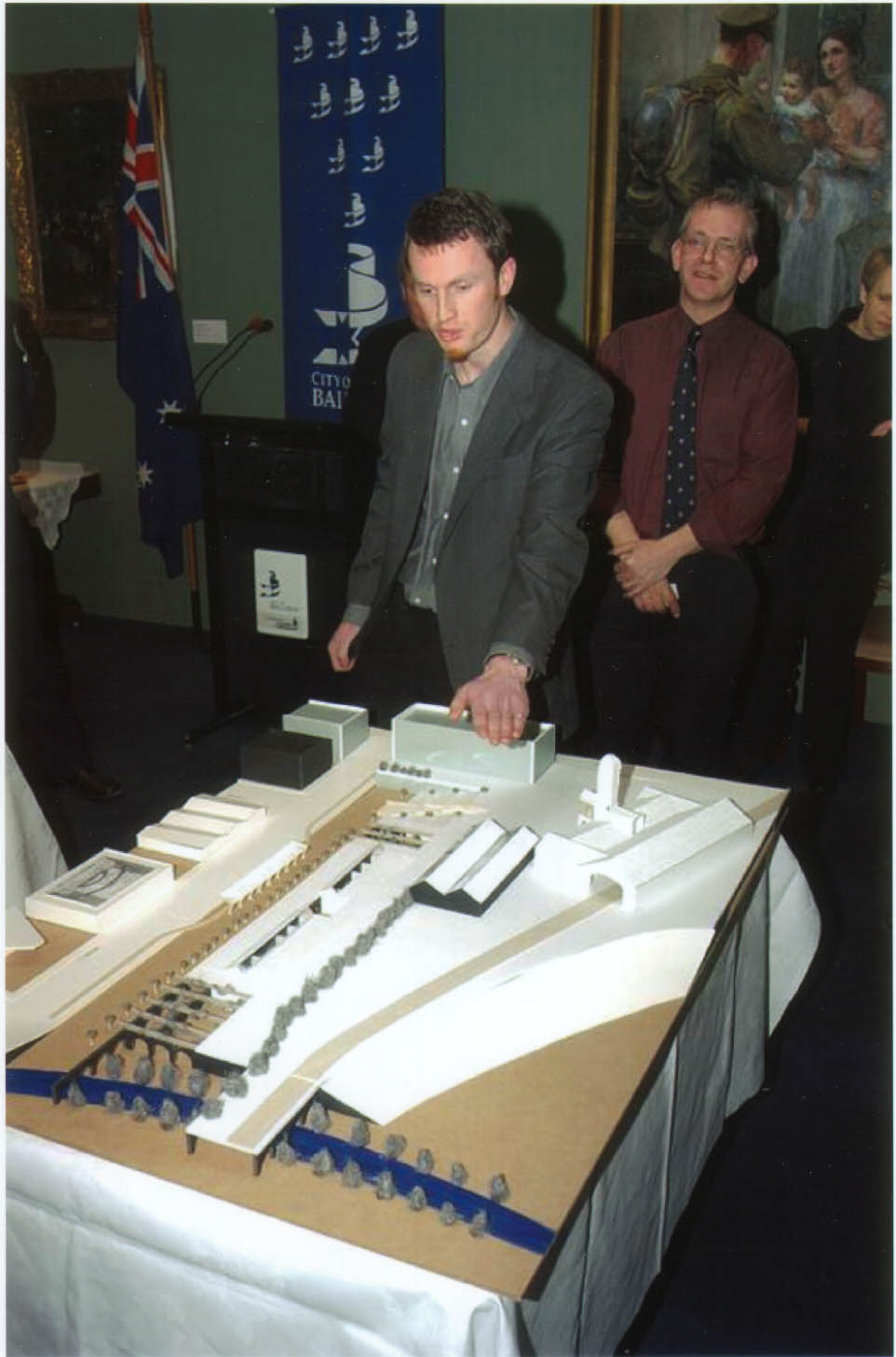  A younger, more idealistic me presenting the scheme at a public exhibition in the Ballarat Town Hall. 
