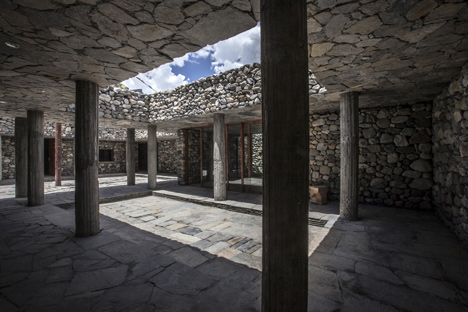  Contemporary stone building in Jomsom. Courtyard with deep shading to thermal mass walls to prevent overheating in summer. 